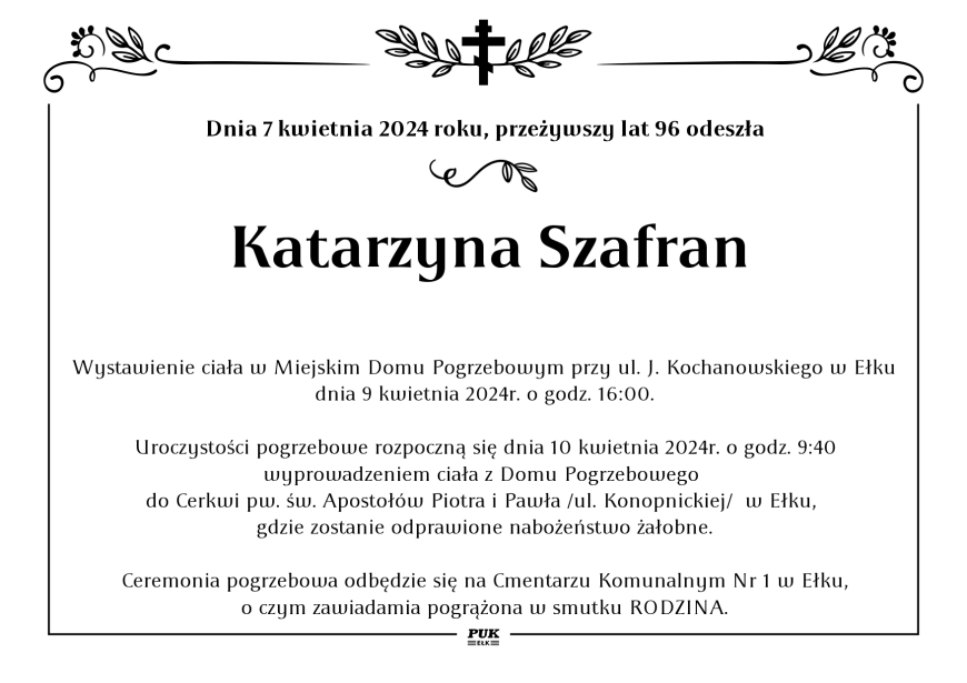 Katarzyna Szafran - nekrolog